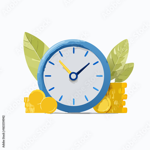 Clock with Pile of Coins
