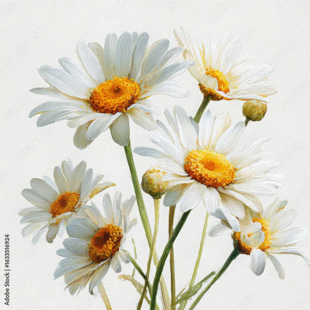 Fototapeta premium White daisy blooms display cheerful and bright floral arrangement