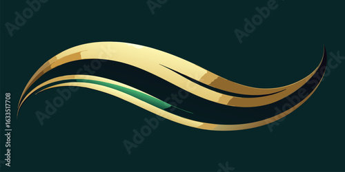 Elegant abstract swirling background with luxurious gold and emerald green gradient colors perfect for banners and advertisements