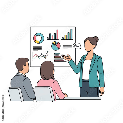 Businesswoman Presenting Financial Data to Colleagues.