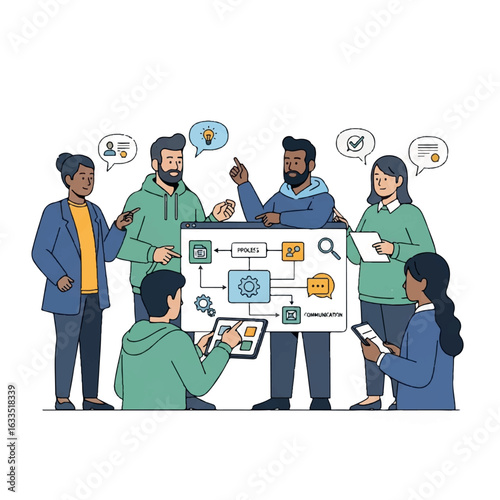 Teamwork and Process: Business Collaboration Concept.