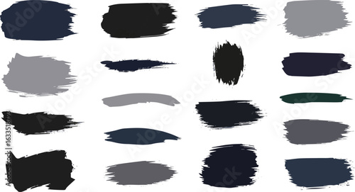 Create a kinds of deferent Brushstroke Silhouette Collection vector art with white background.