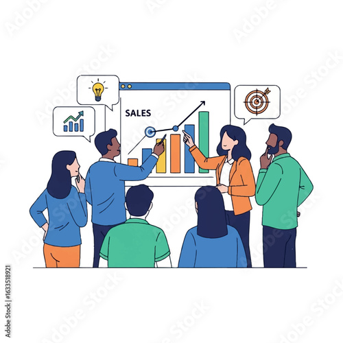 Business Team Analyzing Sales Data.