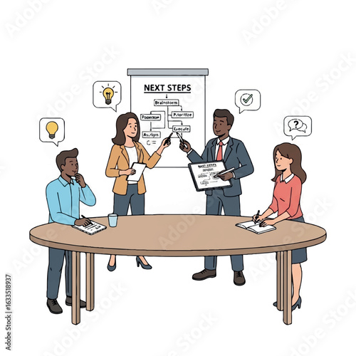 Business Team Planning Next Steps in Meeting.