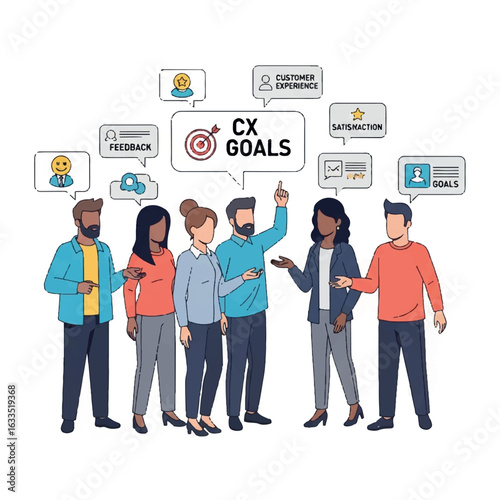Diverse Team Working on Customer Experience Goals.