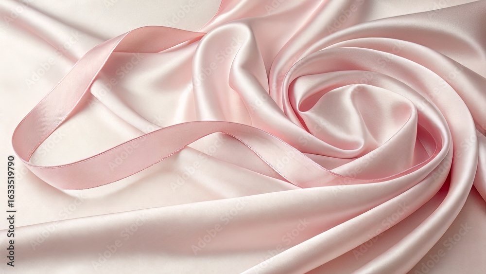 Obraz premium Pale Pink Satin Ribbon Texture Background