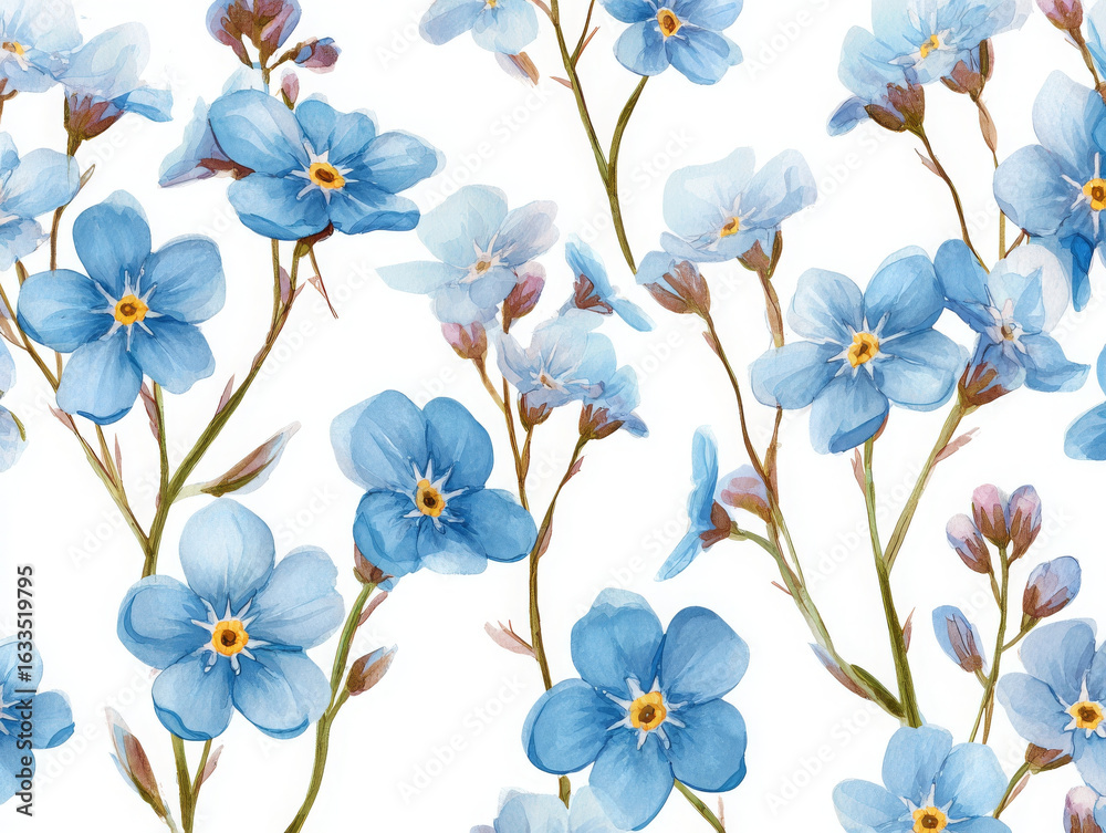 Obraz premium Blue flowers bring calm and serene feeling in realistic boho style