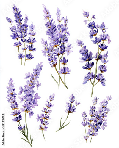 Watercolor lavender bunch shows delicacy and brings calm soothing feel