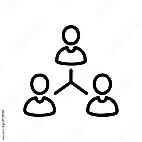 An illustration of a network with three people connected together in a hierarchical structure design