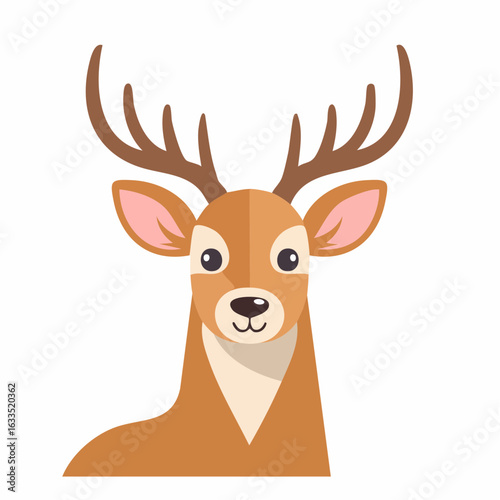 Minimal deer faces in flat style