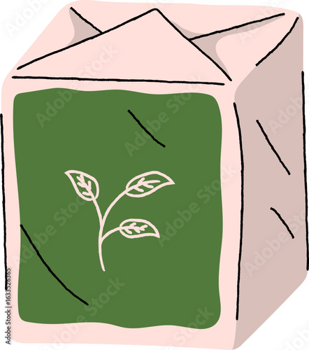 Green Tea Carton Vector Illustration 