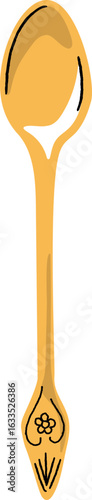 Gold Tea Spoon Cutlery Vector Illustration
