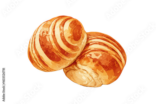 Wallpaper Mural A picturesque illustration of two delicious-looking buns isolated on a white  isolated on a transparent background in PNG format. Torontodigital.ca