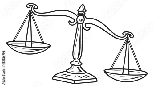 Scales of justice law balance legal symbol fairness judgment court libra icon equality outline drawing vector