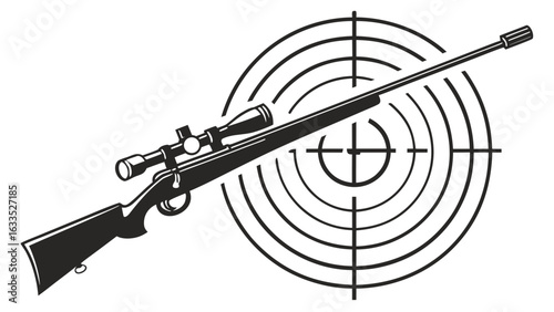 Hunting rifle with scope and target vector illustration for shooting sport and hunting related designs 100