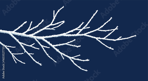 Snowy branch on deep blue
