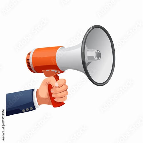 Dynamic promotional megaphone icon, capturing the idea of broadcasting messages, reaching audiences, and driving engagement in marketing materials
