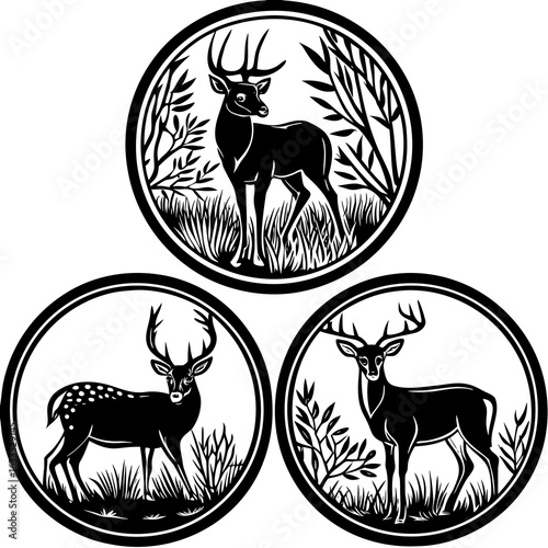 A set of deer silhouettes, featuring roe deer