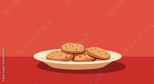 Cookies on a plate against a red background