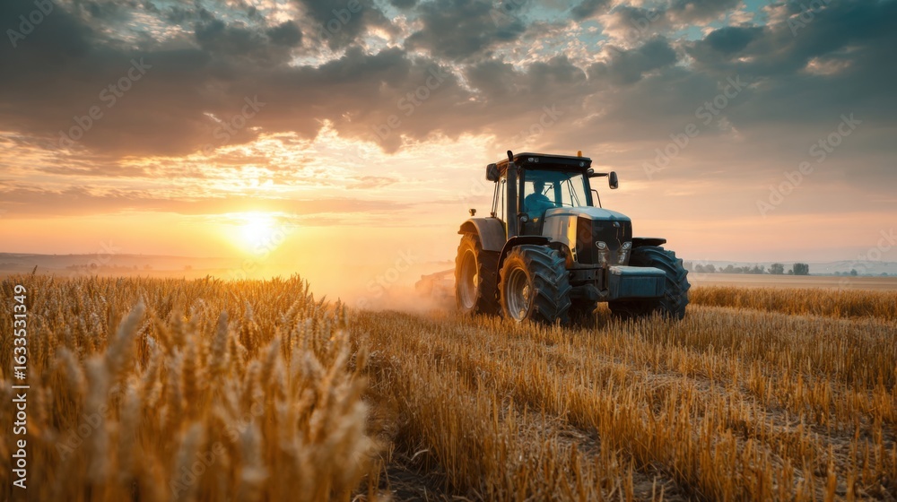Fototapeta premium combine harvester working in the field