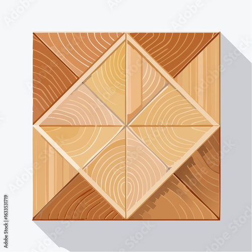Rustic wood mosaic composed of triangular elements to create a bold diamond center, perfect for lifestyle branding, product packaging, and creative branding campaigns
