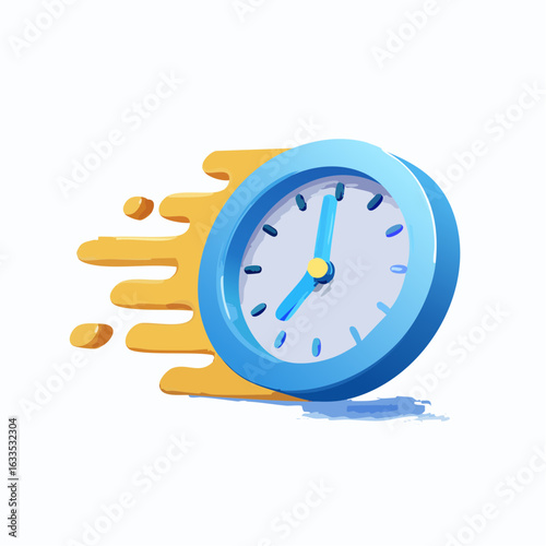 Energetic time concept clock with rapid motion lines, designed for time-saving apps, event planning, and performance analytics visuals
