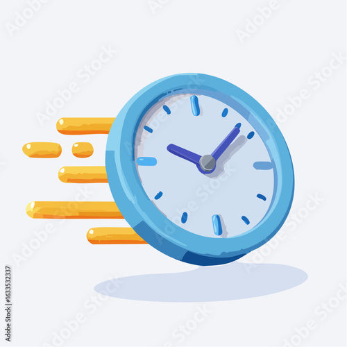 Dynamic clock graphic showing rapid movement to emphasize haste and efficiency in marketing campaigns, apps, and productivity tools
