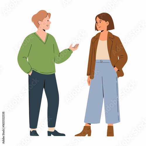 Man and Woman Talking Conversation Illustration