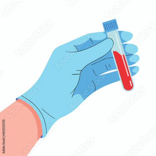 Gloved Hand Holding Test Tube Medical Illustration