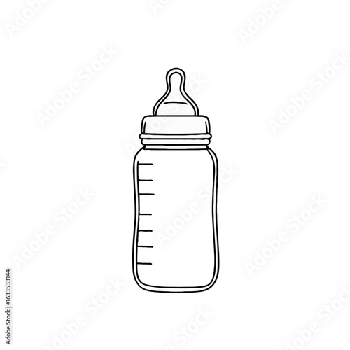 Vector art of baby bottle icon isolated on white background in vector illustration