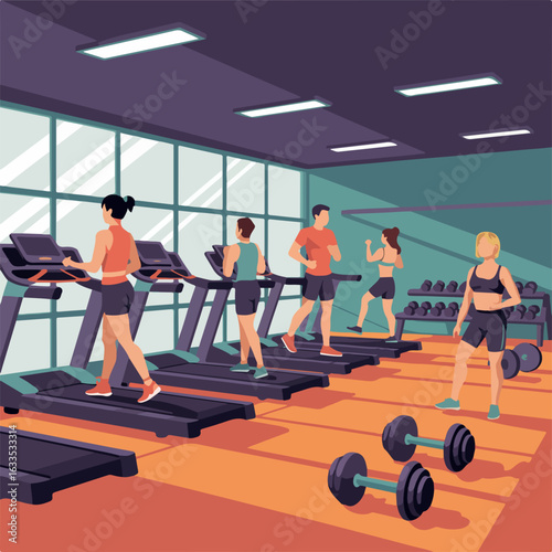 Gym or Fitness Training flat illustration