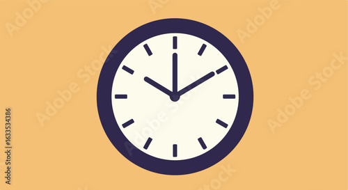 Simple round clock on a tan background
