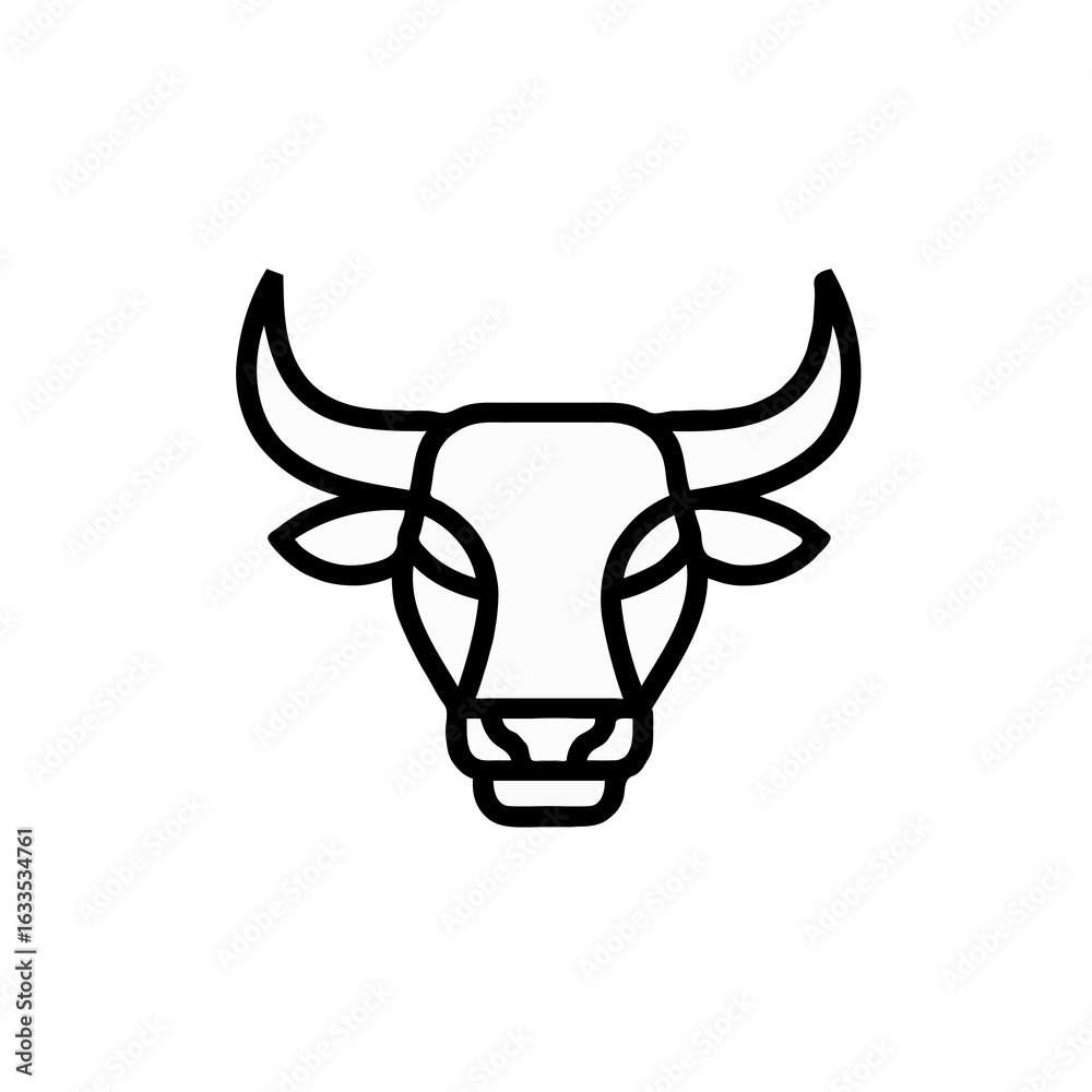 Obraz premium Vector art of bull head with a minimalist design isolated on white background