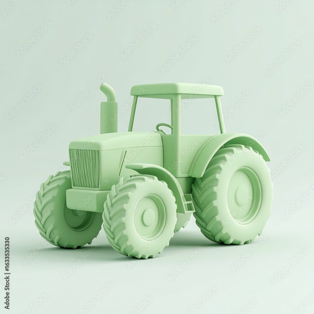 Obraz premium A monochromatic rendering of a tractor, showcasing its design in a studio setting.