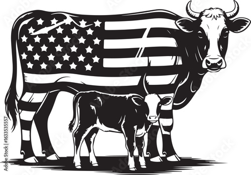 Cow Silhouette Vector | Farm Animal Clipart  Dairy Cow Silhouette | Rustic Farm Design  Standing Cow Silhouette | Livestock Animal Art