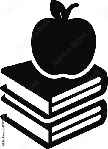 Stack of Books with Apple on Top