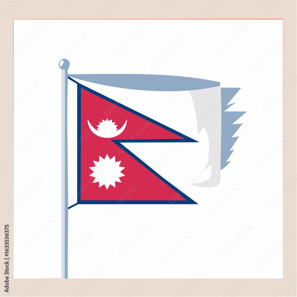 Obraz premium Sleek circular Nepal flag badge designed for embassy materials, classroom posters, and cross-cultural branding campaigns 