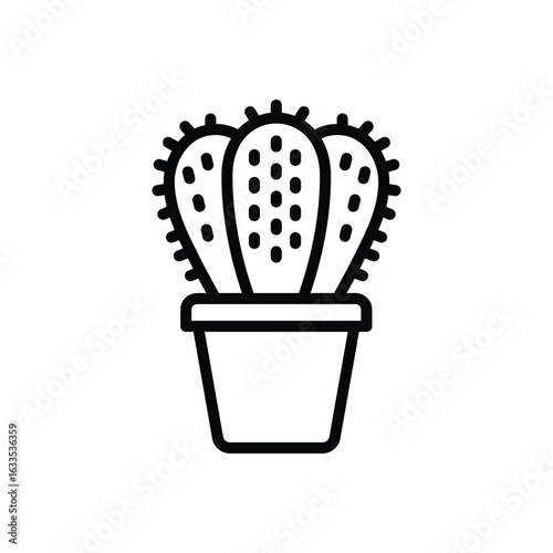 Black line icon for cactus