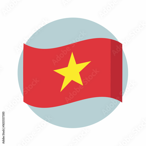 Sleek circular Vietnam flag icon designed for NGO reports, embassy communications, and travel marketing
