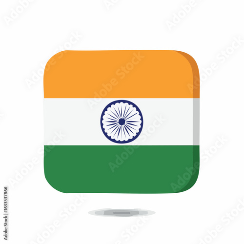 Modern round flag emblem highlighting India's tricolor, perfect for embassy communications, expo signage, and heritage campaigns
