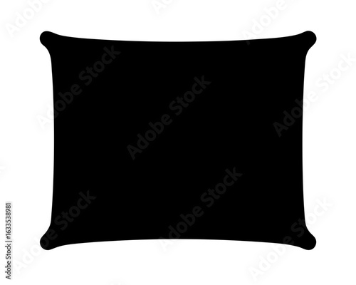 Solid black pillow with rounded corners for design, art or graphic creation