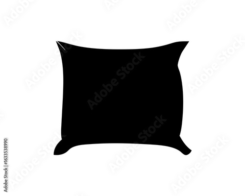Black silhouette of a cushion or pillow isolated on a white background