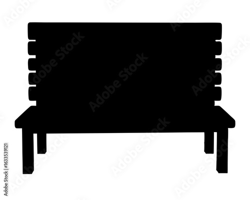 Silhouette of a park bench providing a place to rest outdoors