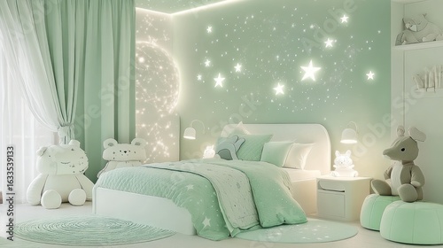 Wallpaper Mural A serene, mint-green children's bedroom Torontodigital.ca