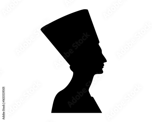 Silhouette of Nefertiti's famous painted limestone bust with the distinctive headdress