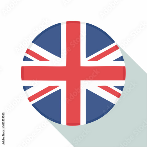 Polished circular flag icon with Union Jack motif, designed for branding collateral, expo booths, and cross-cultural marketing materials
