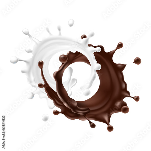 vector illustration of a chocolate and milk splash