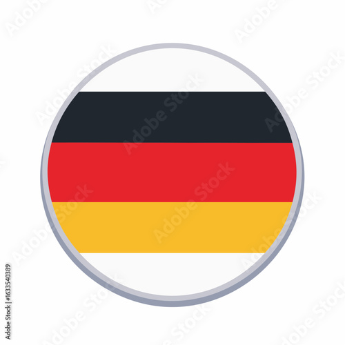 Sleek circular flag badge suitable for brochures, newsletters, and branding visuals celebrating German heritage and identity
