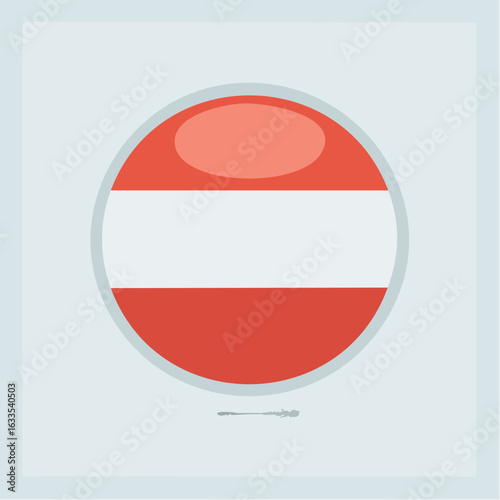 Modern round flag emblem showcasing Austria’s tricolor, perfect for tourism campaigns, embassy communications, and heritage promotion

