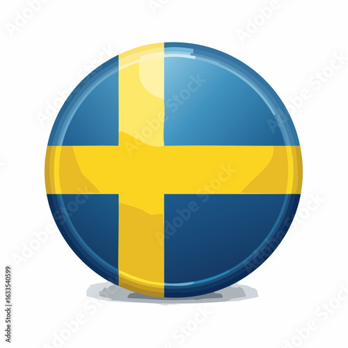 Modern round flag emblem displaying Sweden’s national colors, perfect for tourism branding, embassy materials, and international outreach
